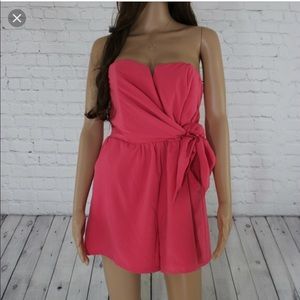 Pink Mittoshop Strapless Romper with tie